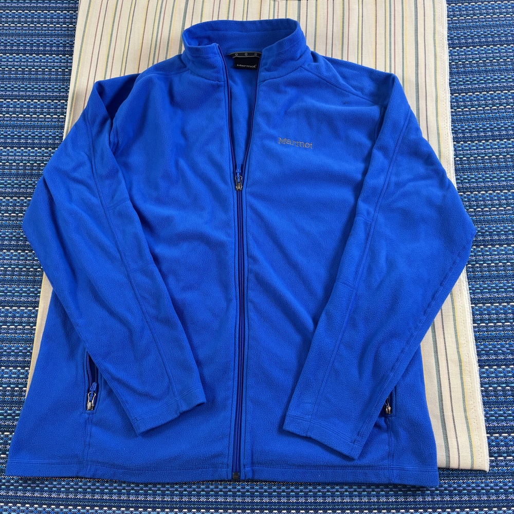 Marmot Jacket Mens 2XL Blue Fleece Full Zip Lightweight Outdoor Hiking Casual EC
